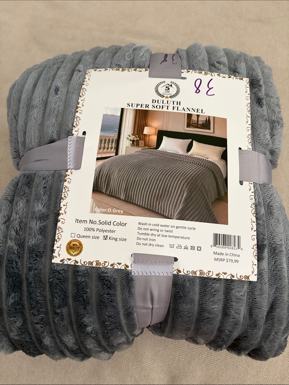 Duluth Super Soft Flannel Throw Blanket - Dark Grey